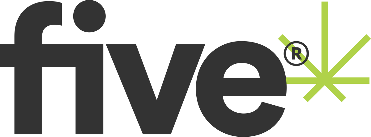 Five logo with a green leaf symbol
