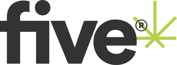 Five logo with a green leaf symbol