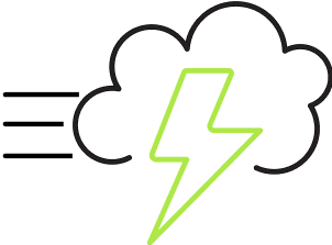 Cloud with a lightning bolt icon representing storm or energy