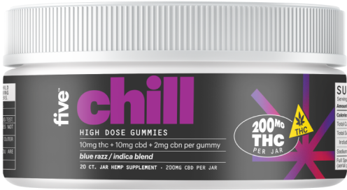 Container of Chill product with label text 'chill' and 'the A'